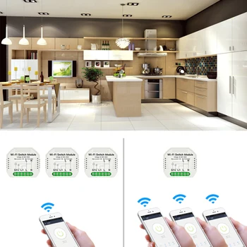 

2020 NEW 2Pcs Hidden Smart Switch Smart Life/Tuya APP 1/2 Way WiFi Switch Module