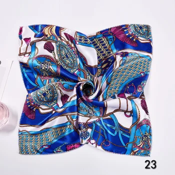 

50*50cm Women's Scarf Fashion Spring Summer Silk Square Scarves Girls Printed Handkerchief Satin Scarf Neck Accessory x21