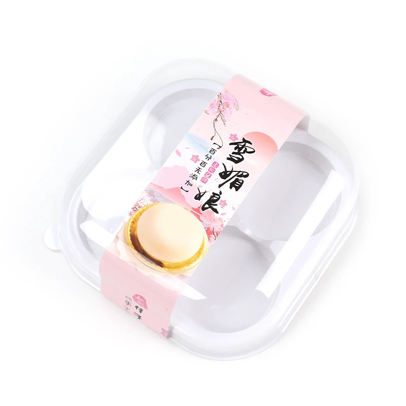 50pcs Square Plastic Moon Cake Trays Packaging Box Egg-Yolk Puff Container With Cover Food Container Holder Cake Packaging Box