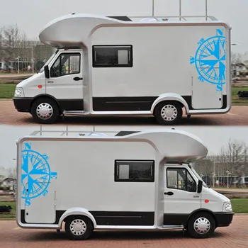 

New Arrival High Quality 2 PCS Car Stickers Compass Side Auto Body Vinyl Decals For RV Camper Car Caravan