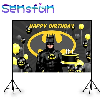 

XQ0584 Cartoon Batman Party Backdrop Photocall boda Balloons Cake Boy Happy Birthday photography Background Photo Studio