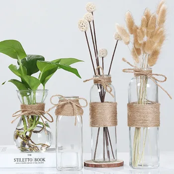 

Nordic Glass Vases Living Room Table Decor Water Hydroponics DIY Bottle Flower Pots Dry Flower Vases Home Morden Decoration