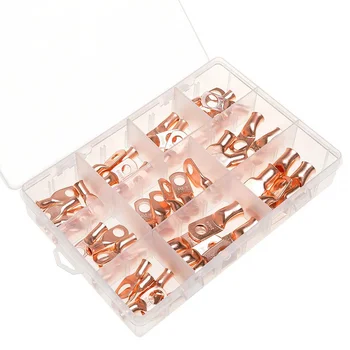

50CPS Assortment Car Auto Copper Ring Terminal Wire Crimp Connector Bare Cable Battery Terminals Soldered Connectors Kit