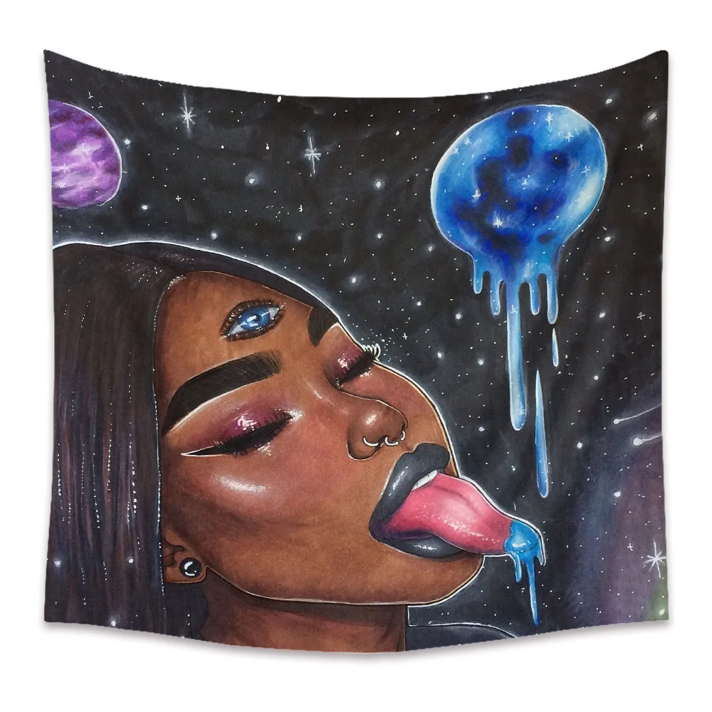 

Sexy African Woman Tapestry Pretty Young Girl Hanging Wall Tapestry Decoration for Living Room Blanket Beach Towel Tapestries