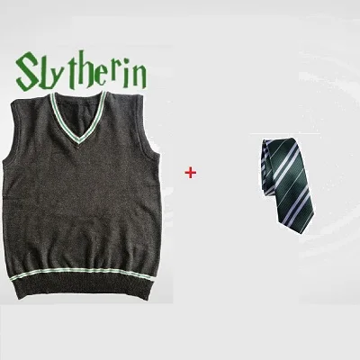 Green set 3 Гриффиндор Слизерин Ravenclaw Hufflepuff свитер в стиле Гарри Поттера с галстуком шарф шляпа жилет универсальная одежда Поттер Косплей Костюм - Цвет: Green set 3