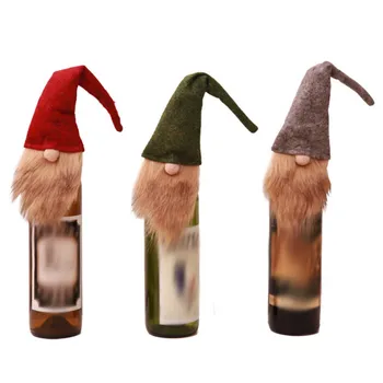 

Christmas Wine Bottle Set Santa Claus Button Decor Bottle Cover Cap Clothes Kitchen Decoration for New Year Xmas Dinner Party