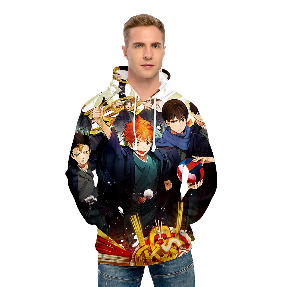 Горячая Мужская толстовка с капюшоном Haikyuu аниме Harajuku 3D принтом для отдыха Haikyuu!