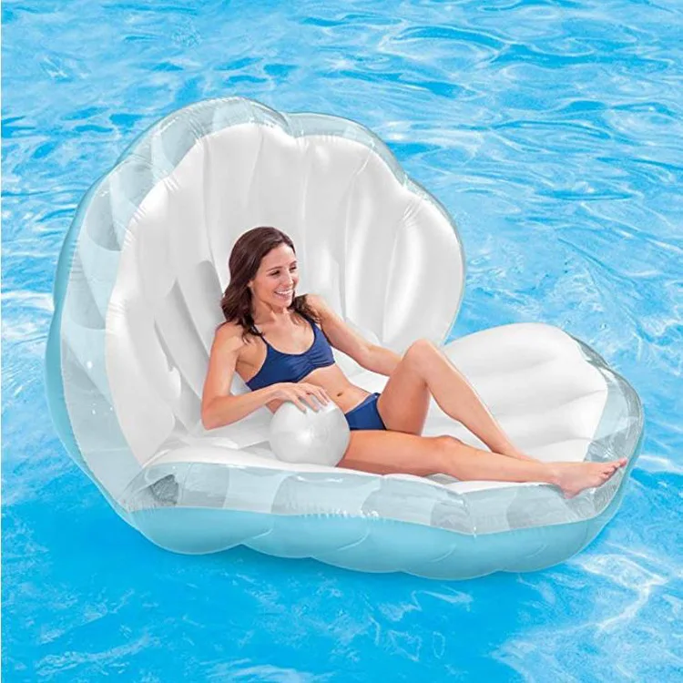 

Cross Border New Style Air-filled Shell Floating Mat Environmentally Friendly PVC Beach Casual Adult Water Floating Bed Foreign