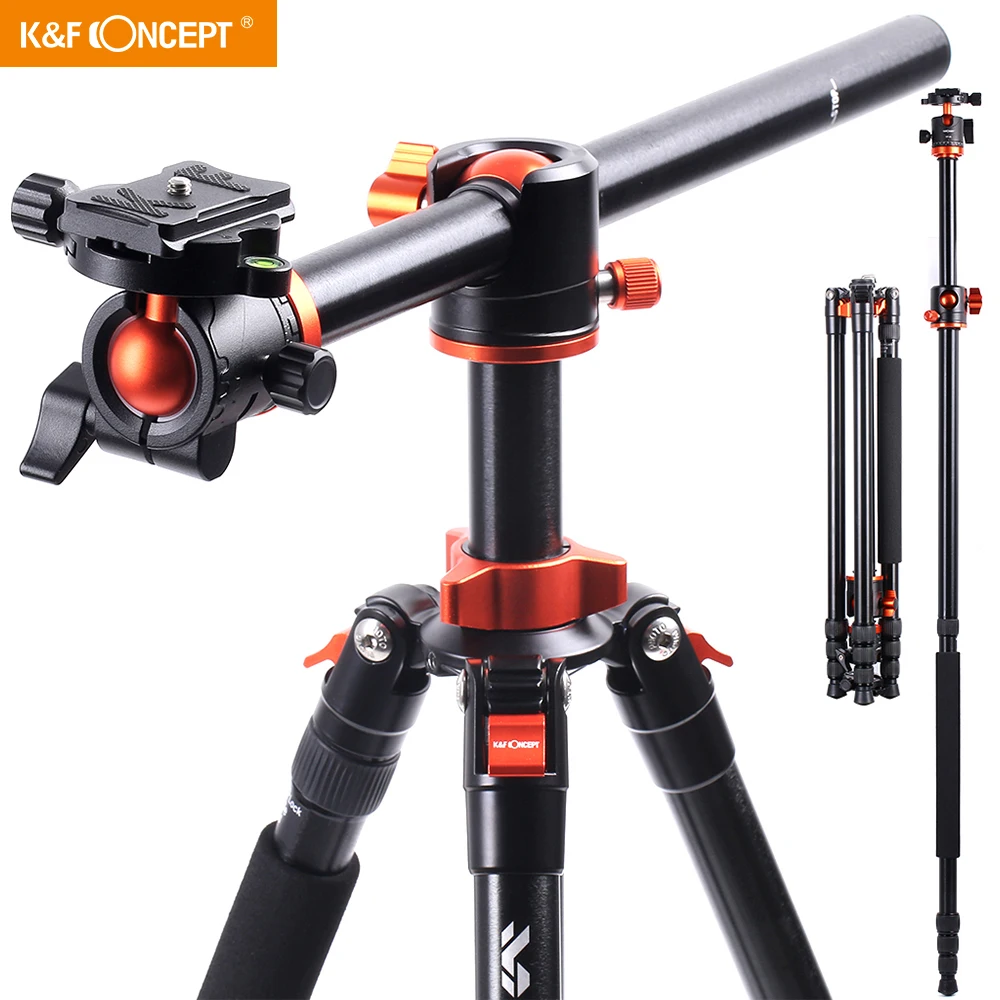 K&F Concept  93 Inch Compact Camera Tripod  Monopod 4 Section Aluminum withBall Head Gray Compact for digital SLR DSLR camera