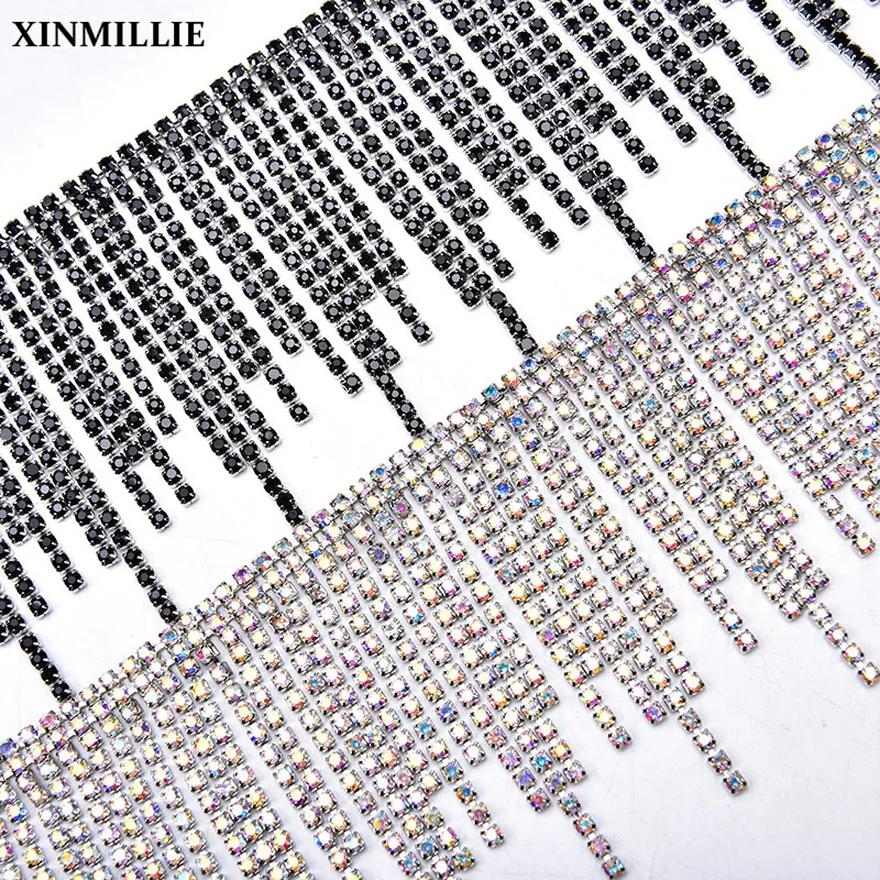 Новинка, 45 см/шт., стразы, кисточка, ожерелье, цепочка, окантовка, кристалл, AB, для танцев, отделка, свадебное платье, пояс, украшение, для шитья, сделай сам