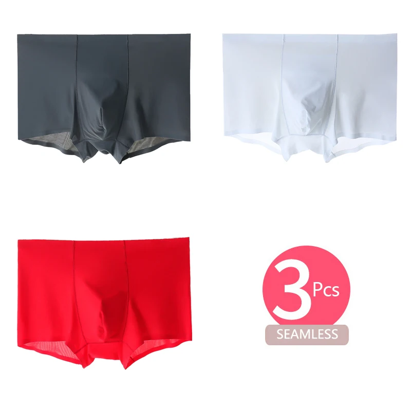 trunk underwear LANGSHA 3Pcs/Set Mens Underwear Silk Convex Boxer Men Solid Seamless Nylon Shorts Pants Ice Feel Boxers Homme Male Underpants best boxers for men Boxers