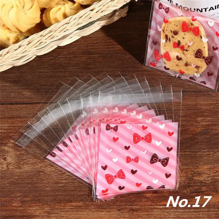 LBSISI Life 100 шт. 7x7+ 3 см самоклеющиеся пакеты конфеты из нуги печенья Упаковка OPP ювелирные изделия подарок поли маленькие пластиковые пакеты для мыла - Цвет: Pink Bowknot