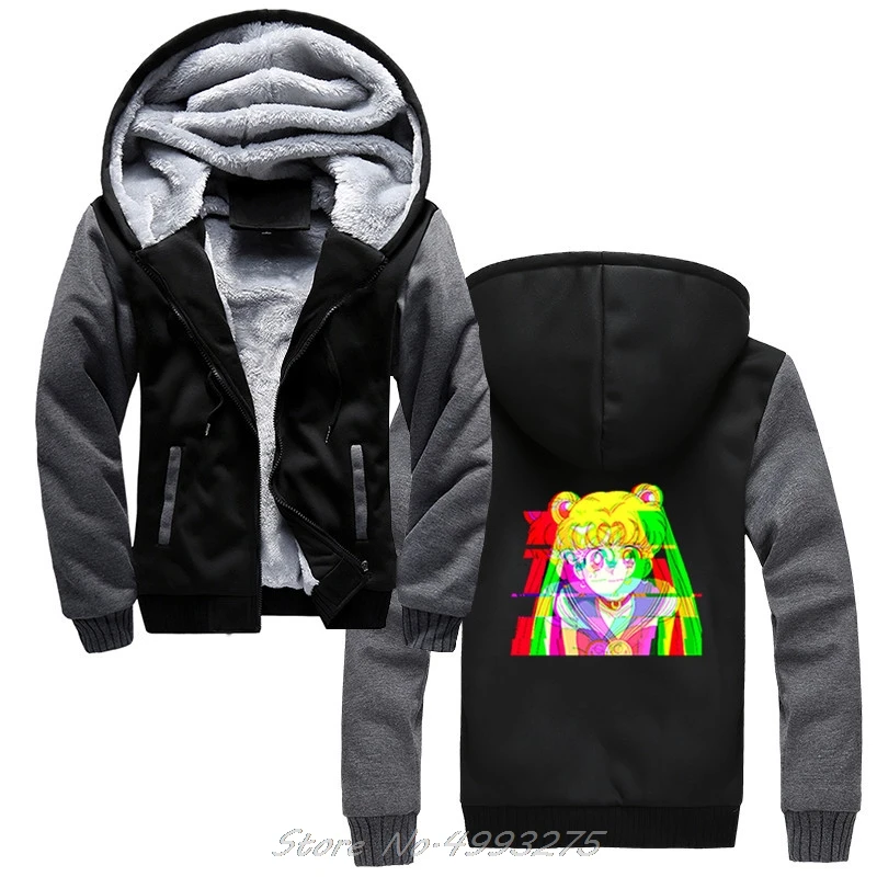Vaporwave Сейлор Мун Япония аниме мужские толстовки Винтаж Harajuku уличная мода шерсть лайнер куртка утепленные толстовки - Цвет: 5