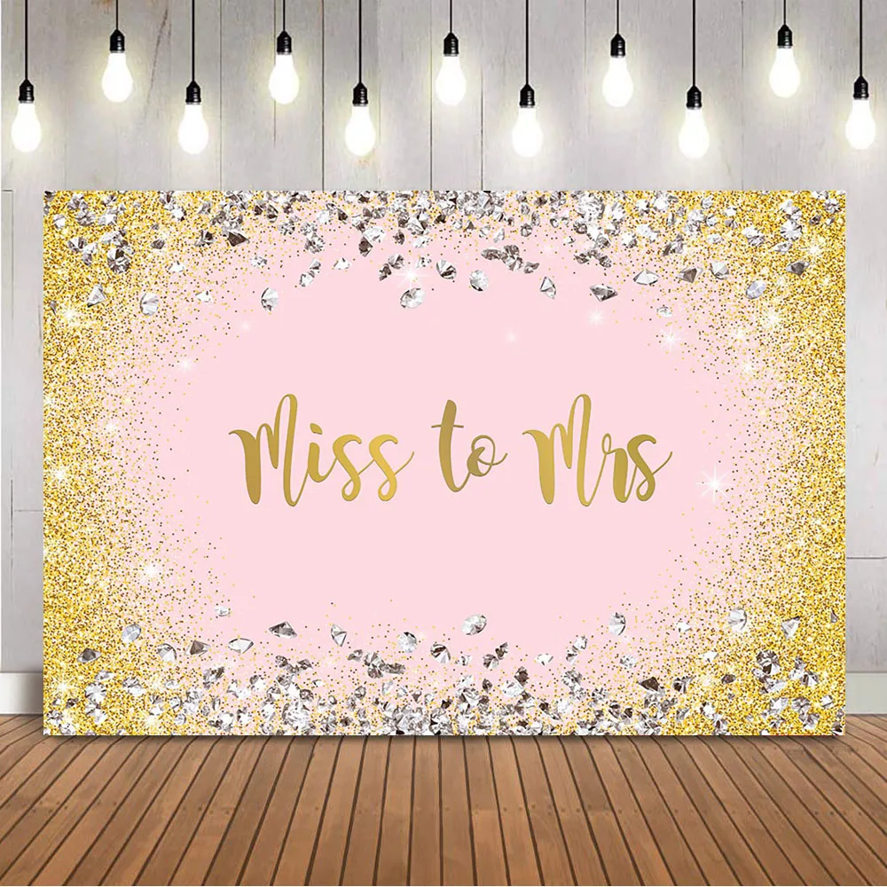 Miss to Mrs Pink Glitter Backdrop Sliver Shiny Diamonds Background for Photo Studio Photocall Gold Birthday Party Decor | Электроника