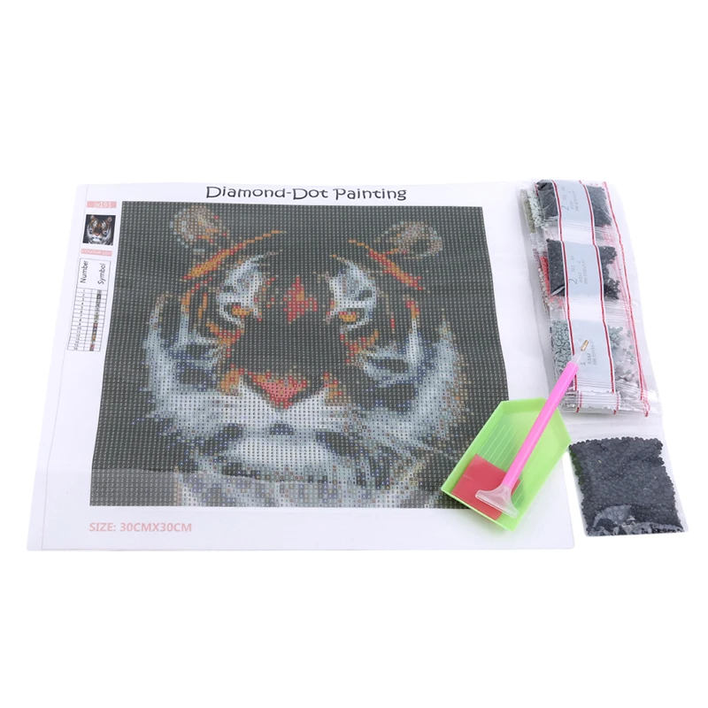 Picture Color New 5D Diamond Painting Realistic Animal Series Tiger Stick Drill Cross Stitch Decorative Painting Full Drill