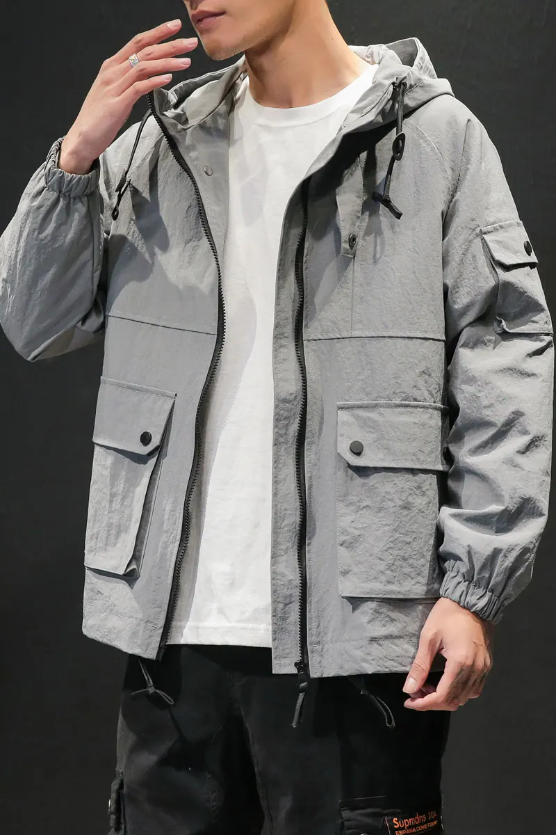 M-5XL мужские куртки и пальто уличная куртка-бомбер мужская ветровка модная одежда с капюшоном карго большой карман Куртка