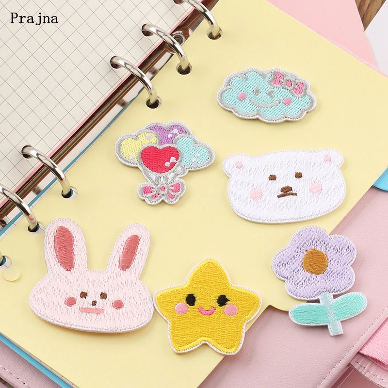 

Prajna Cartoon Animal Flower Embroidered Patches for Clothing Rabbit Self-adhesive For Clothes Applique Iron On Patches On Kids