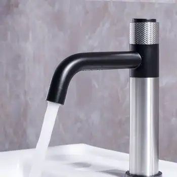 

Basin Faucets Brushed Push Button Design Rotatable Bathroom Washbasin Taps Vessel Sink Tap Deck Mounted Single Cold Water Crane