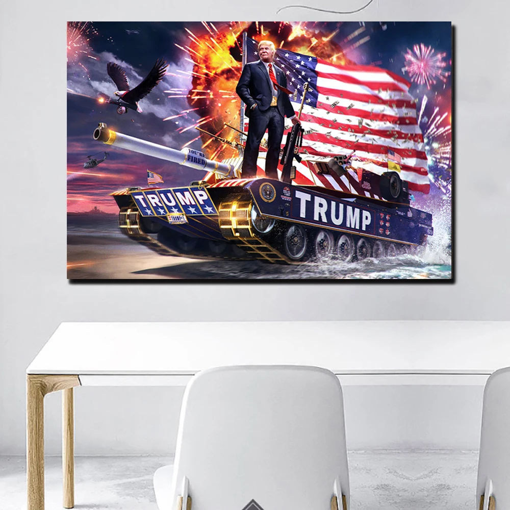 Donalds Trumps живопись Chariot атака сирийские плакаты и принты декоративные настенные