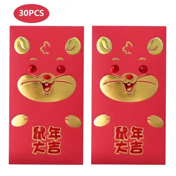 

30pcs/set 2020 New Year Wedding Red Envelope Chinese Spring Festival Printing Red Pocket To Fill In Money Cute Mouse Pattern
