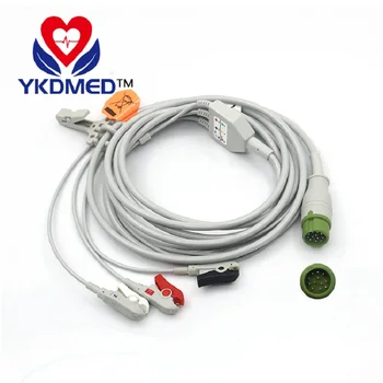 

Free shipping compatible one-piece series patient ECG cable with leads,12pin ecg leadwires