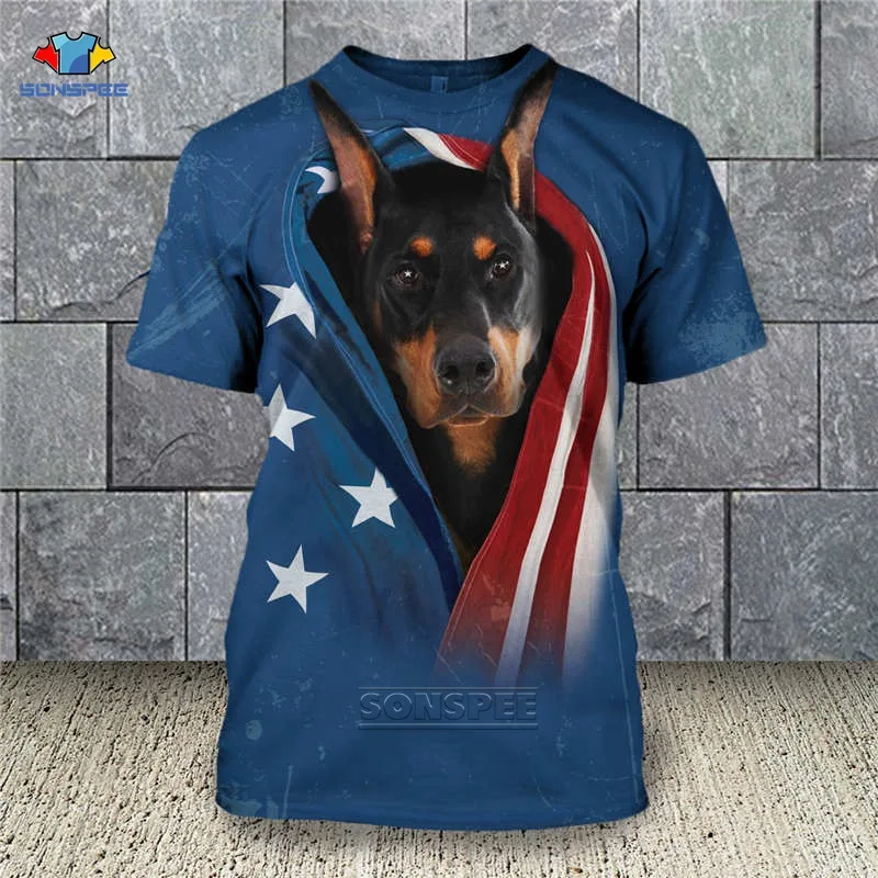 

SONSPEE Summer Korean Harajuku Style Shirts Doberman 3D Print Tshirt Homme Streetwear Women Short Sleeve Oversized T shirt Top