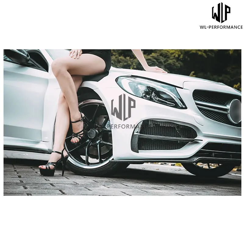W205 CF/PU Неокрашенный материал переднего и заднего бампера боковое крыло юбки колеса брови для Benz W205 C Класс Grancoupe 15-18