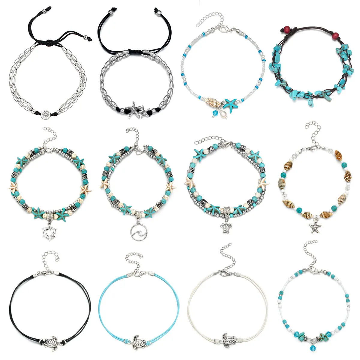 16 Pieces Ankle Chains Bracelets Adjustable Beach Anklet Foot Jewelry Set Anklets for Women Girls Barefoot 16 Pieces Ankle Chains Bracelets Adjustable Beach Anklet Foot Jewelry Set Anklets for Women Girls Barefoot