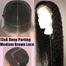 Transparent 13×6 Deep Lace Front Human Hair Wigs Curly HD Lace Wig Glueless Virgin Invisible Fake Scalp Frontal For Women Wave