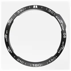 Stainless Steel Sculptured Bezel Ring with Adhesive Anti - Scratch Cover - Fenix 6X (A - Black white)