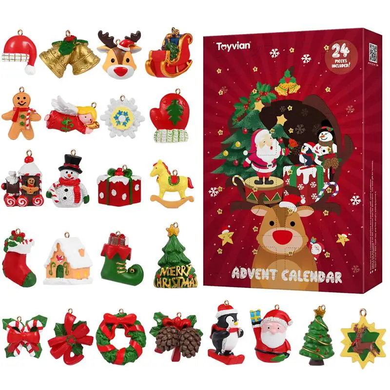 Рождественский висячий кулон набор Advent календарь с 24 шт. висячие украшения Рождество обратный отсчет календарь вечерние сувениры на Рождество