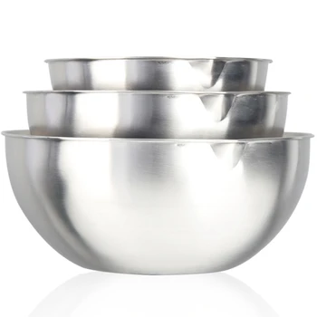 

3PCS Thickened Stainless Steel Basin Kitchen Household Round Dish Basin Cuisine and Egg Beaten Salad Bowl