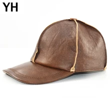 Лидер продаж, новая мужская бейсболка из натуральной кожи, брендовая Повседневная Кепка из натуральной кожи, осенне-зимняя Кепка из натуральной яловой кожи