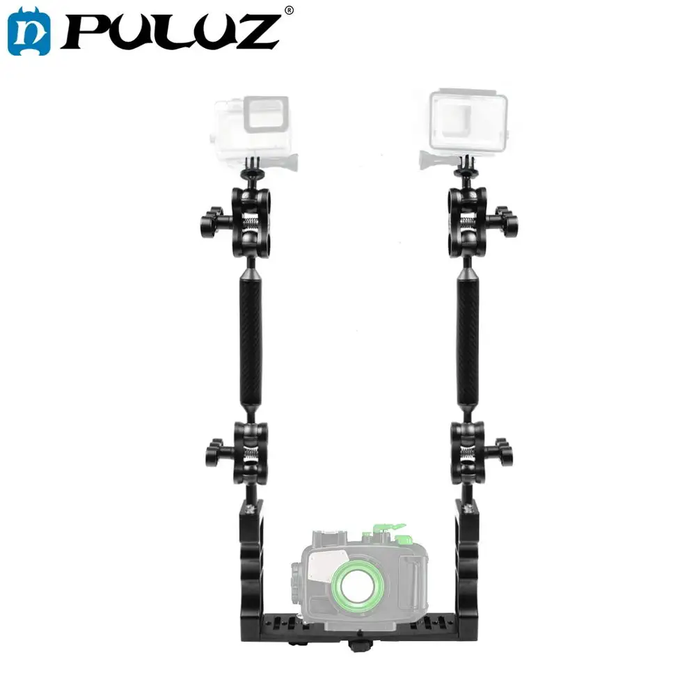 PULUZ Dual Handle Aluminium Tray Stabilizer & 4 xDual Ball diving Clamp & 2 x7 inch Underwater Floating Arm&2 xBall Head Adapter