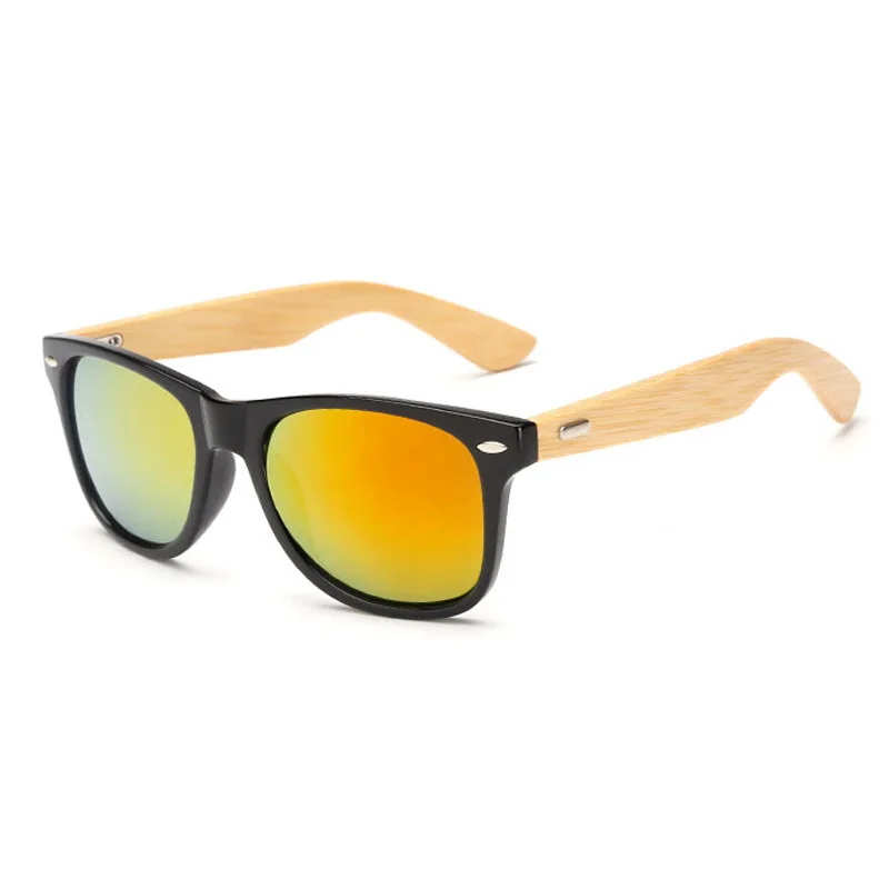  - Bamboo Wood Square Sunglasses Brand Design Men Women Coating Mirror Sun Glasses Retro Glasses UV400 Shades Gafas De Sol
