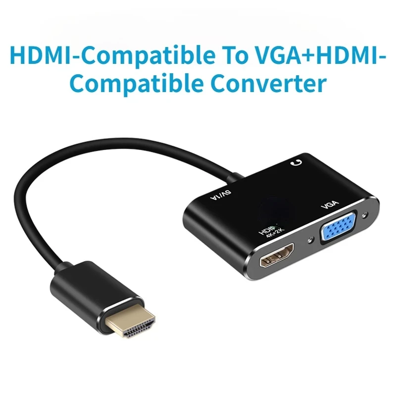 

HDMI-Compatible ToVGAHDMI-Compatible Female Double Screen Display Converter Adapter for TV Projector Laptop HDMI-Compatible