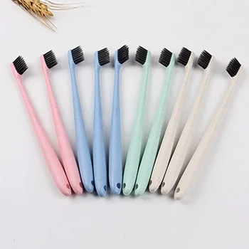 

10-Pack Wheat Toothbrush Family Straw Toothbrush Soft Bristle Toothbrush Couples Adult Card Nanometer 10-Pack Toothbrush