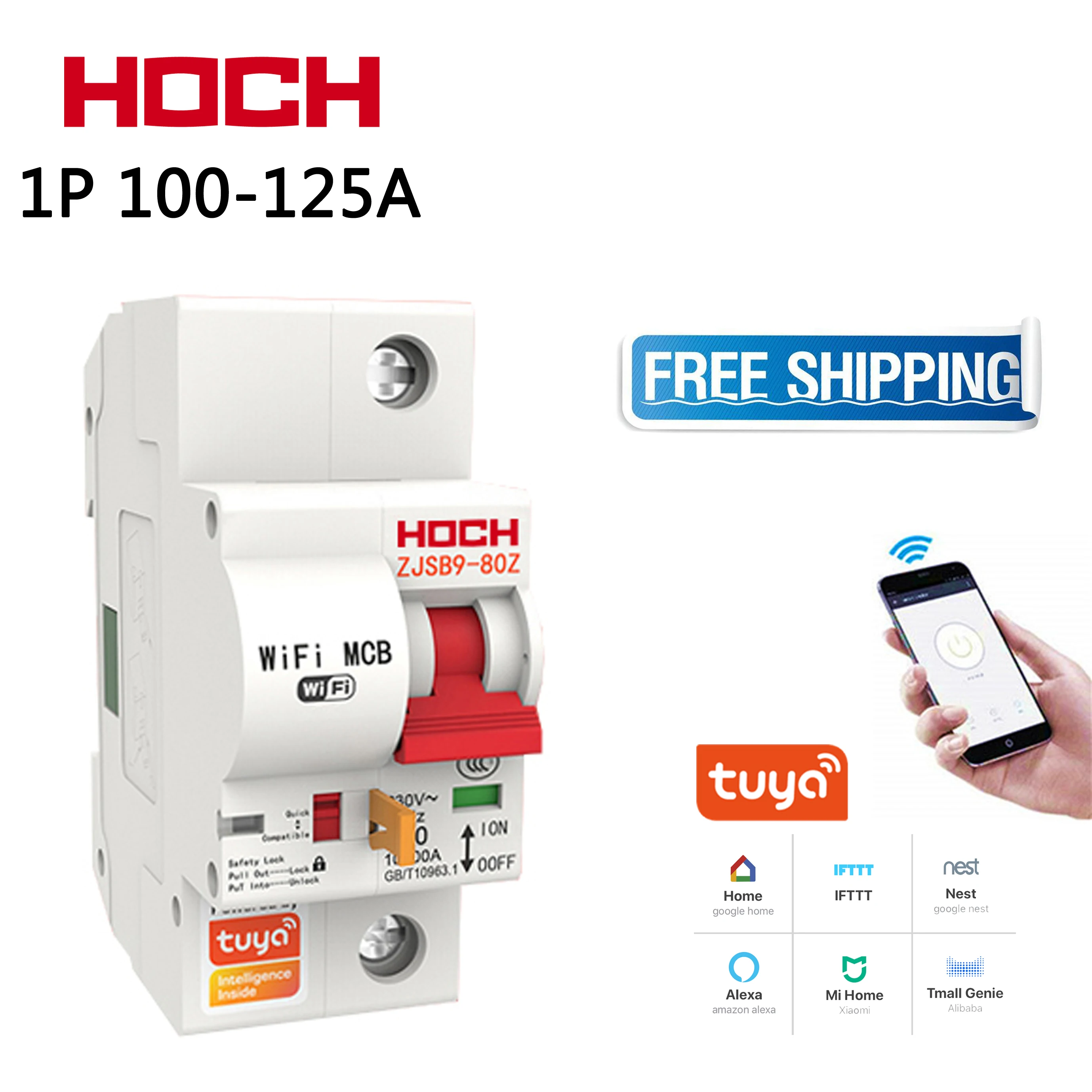 

HOCH ZJSB9-80Z Tuya WIFI Circuit Breaker FACTORY Timer Remote Control 1P Smart Automatic Intelligent Wireless Antenna Switch