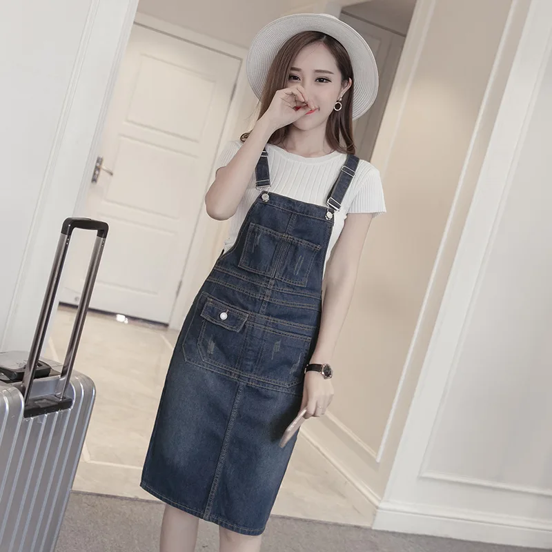 

Denim Skirt Strap Dress 2019 Spring And Summer New Style Large Size Dress Fat Mm 200 Skirt