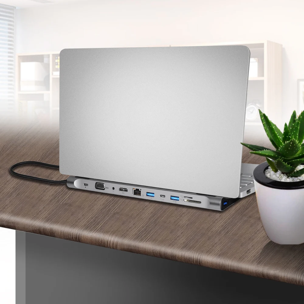 DeepFox 11-в-1 Тип C концентратор USB кабель-Переходник USB C на HDMI VGA локальной сети USB 3,0 Порты SD/устройство для считывания с tf-карт USB-C Мощность доставки для MacBook Pro