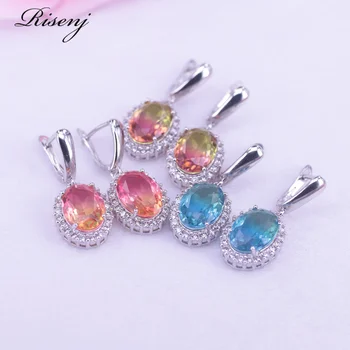 

very pretty change color light blue/pink/yellow big oval 925 silver jewelry drop earrings fast ship
