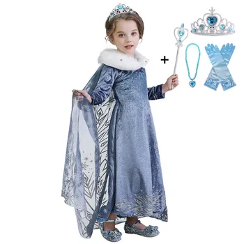 

Girls dress Princess Anna Elsa2 Birthday Dress Up Children Dresses Snow Queen For Kids Halloween Cosplay Party Clothing