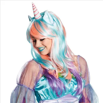 

Anime cosplay Foal rainbow unicorn Headdress wig A variety of styles female Colorful Halloween makeup party costume accessories