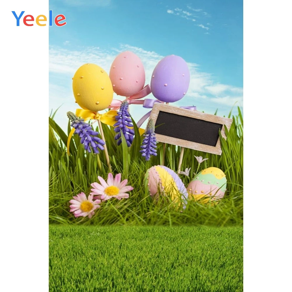 

Spring Easter Grassland Eggs Flower Baby Shower Portrait Backdrop Photography Background For Photo Studio Photophone Photocall