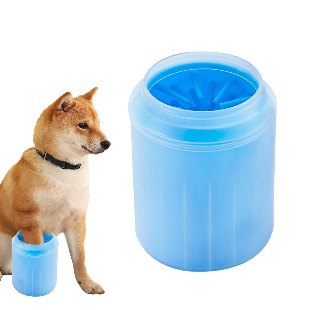 Dog Paw Cleaner Cup Soft Silicone Combs Portable Pet Foot Washer Cup Paw Clean Brush Quickly Wash Dirty Cat Foot Cleaning Bucket - Цвет: Blue