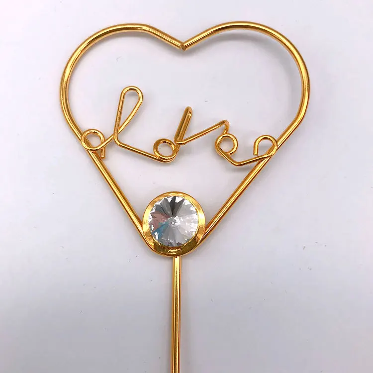 Железное художественное сердце с бриллиантом украшение для торта ко дню рождения вставки вставной Декор десертный стол