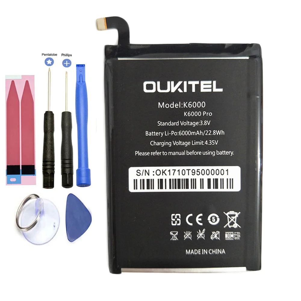 Замена аккумулятора ISUNOO Oukitel K6000 Pro для oukitel pro 5 дюйма 4G LTE / фонарь MTK6753 + Инструменты