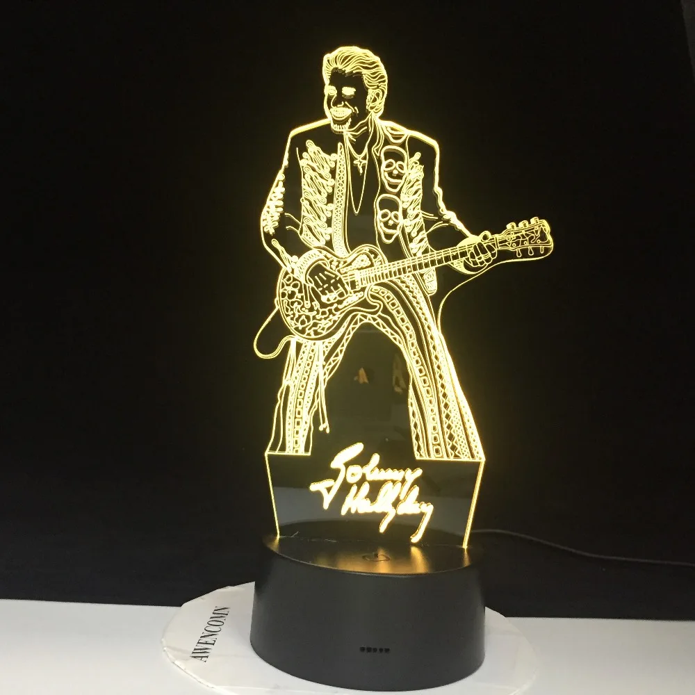 Johnny Hallyday играя гитара Домашнее украшение ремесла яркая база пульт дистанционного касания изменение цвета ночник для спальни подарок на праздник дропшиппинг