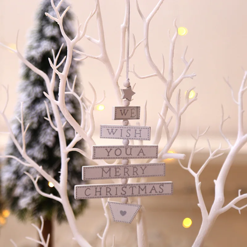 Санта-Клаус, новогодний декор из натурального дерева, рождественские украшения на дверь, дерево, Подвесные Подарки, Рождественский Декор, вечерние украшения для дома, 62364 - Цвет: E
