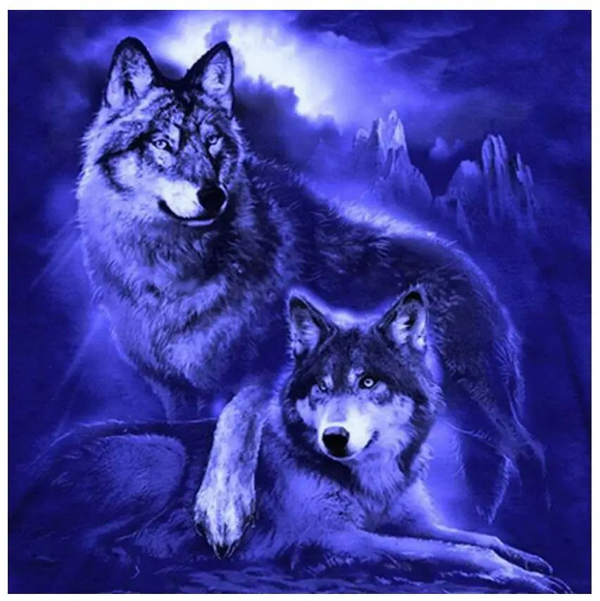 full square diamond painting wolf embroidery mosaic sticker dotz rhinestone picture puzzle toy drawing wall decor frog | Дом и сад